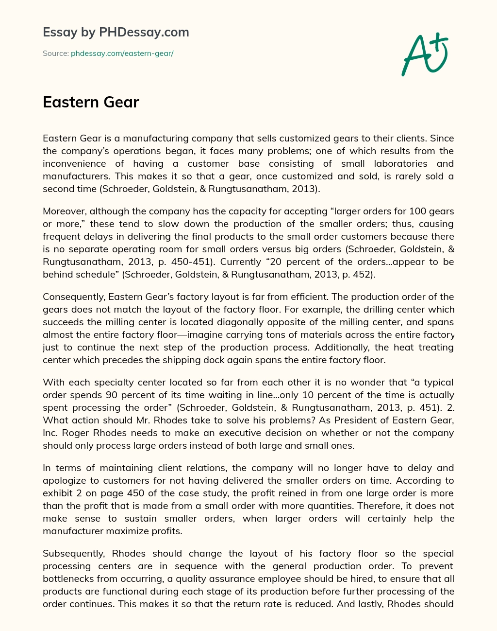 Eastern Gear essay