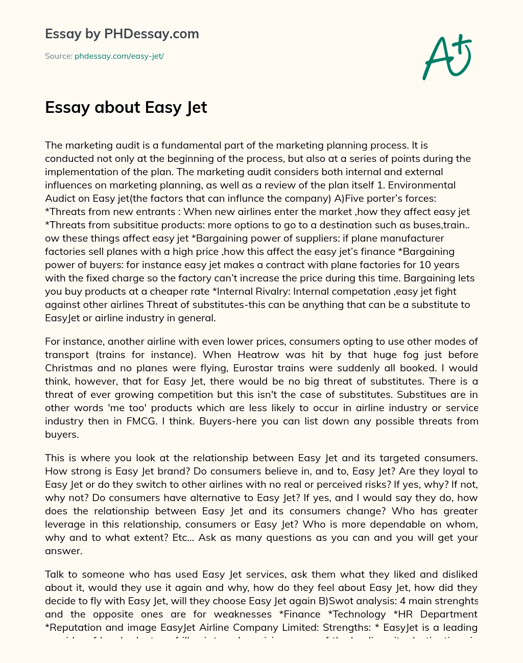 Essay about Easy Jet essay