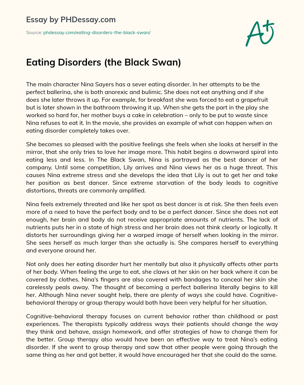 Eating Disorders (the Black Swan) essay