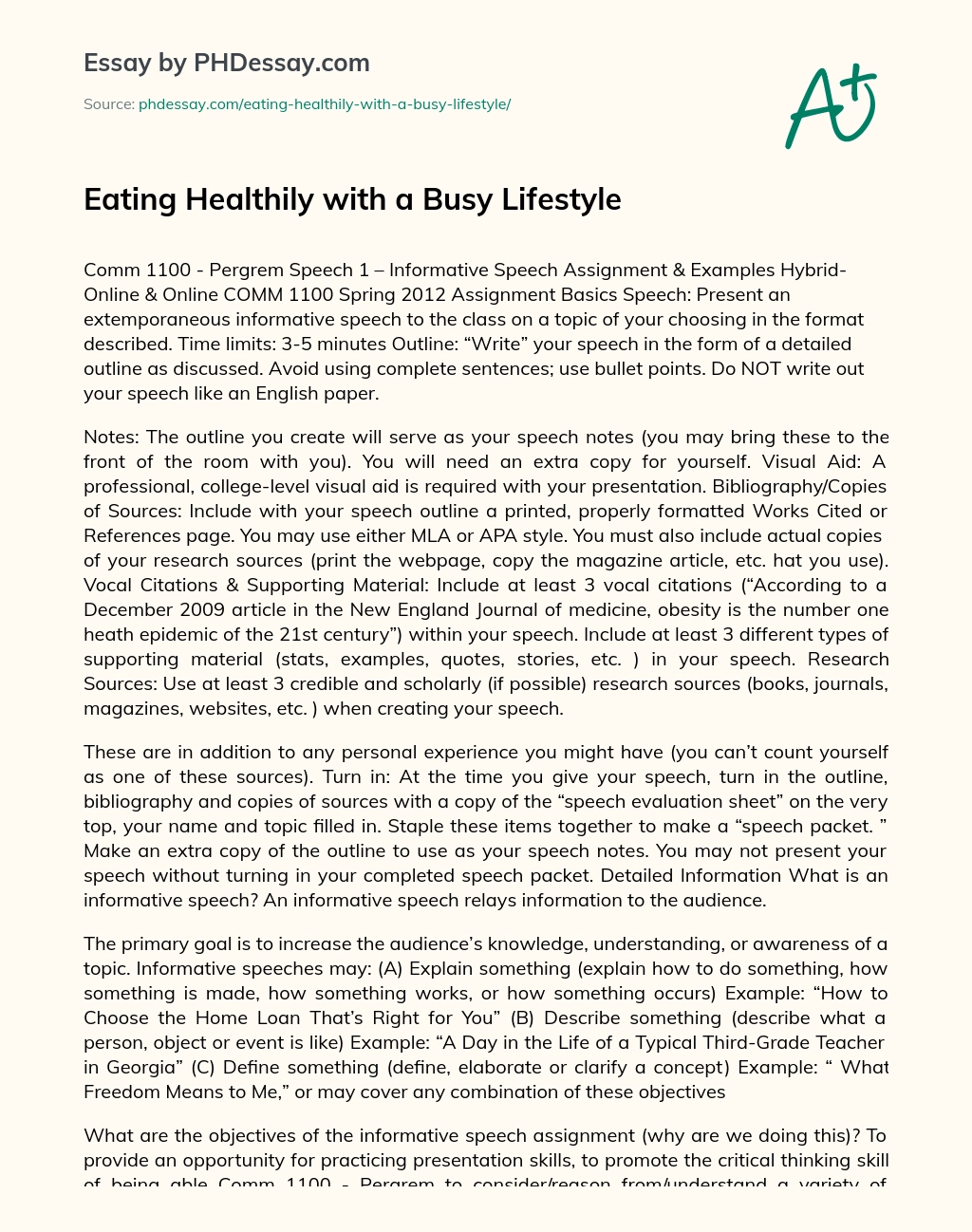 importance of healthy lifestyle speech