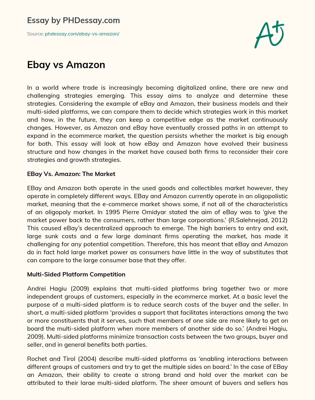 Ebay vs Amazon essay