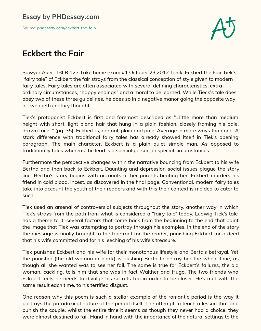 Eckbert the Fair essay