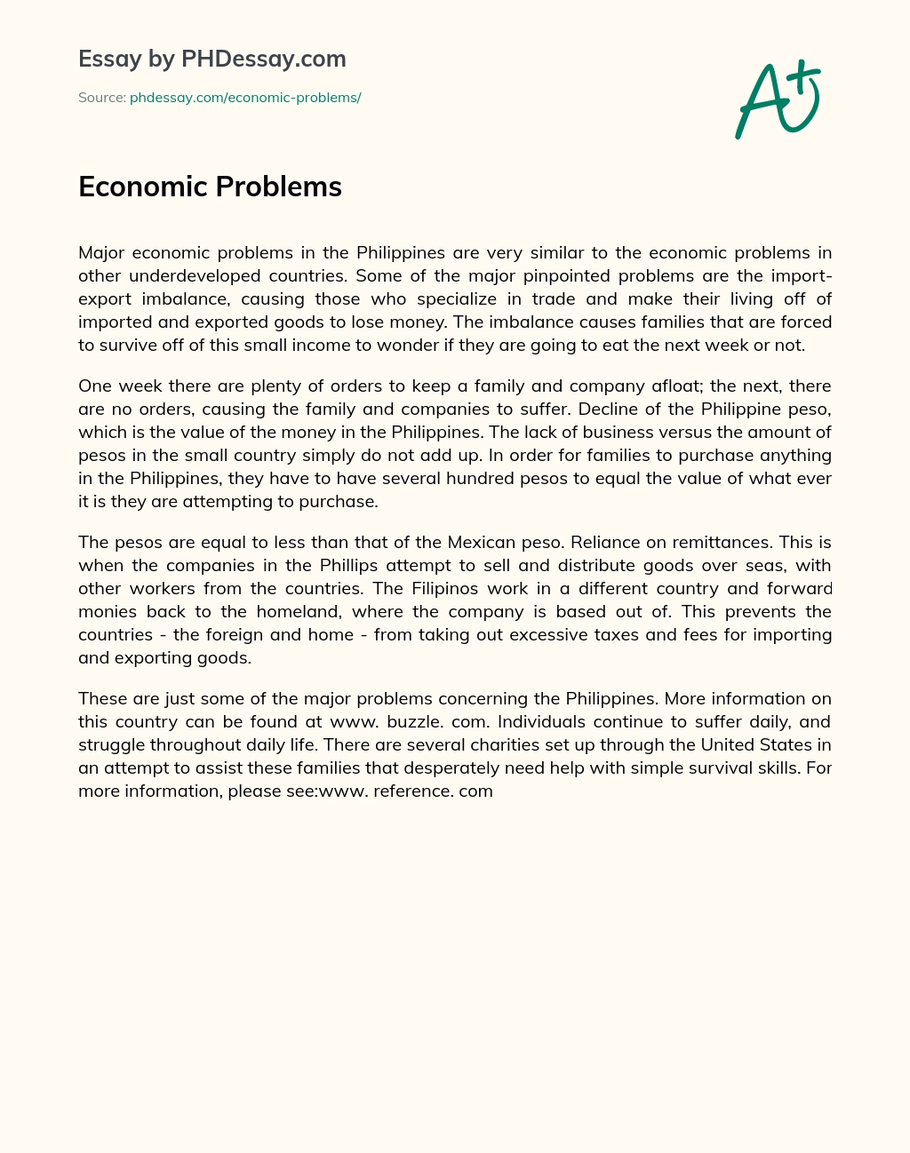 Economic Problems essay