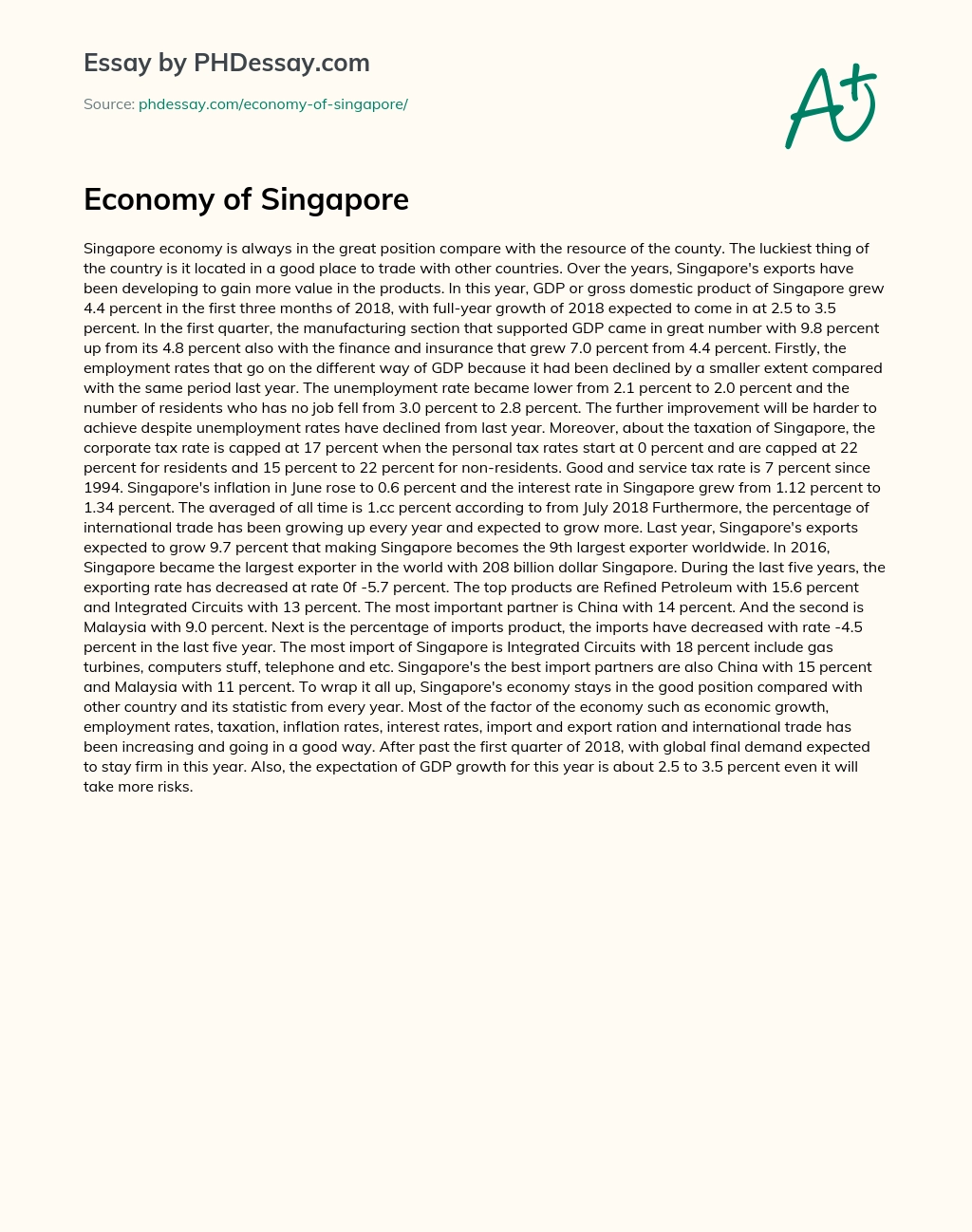Economy of Singapore essay