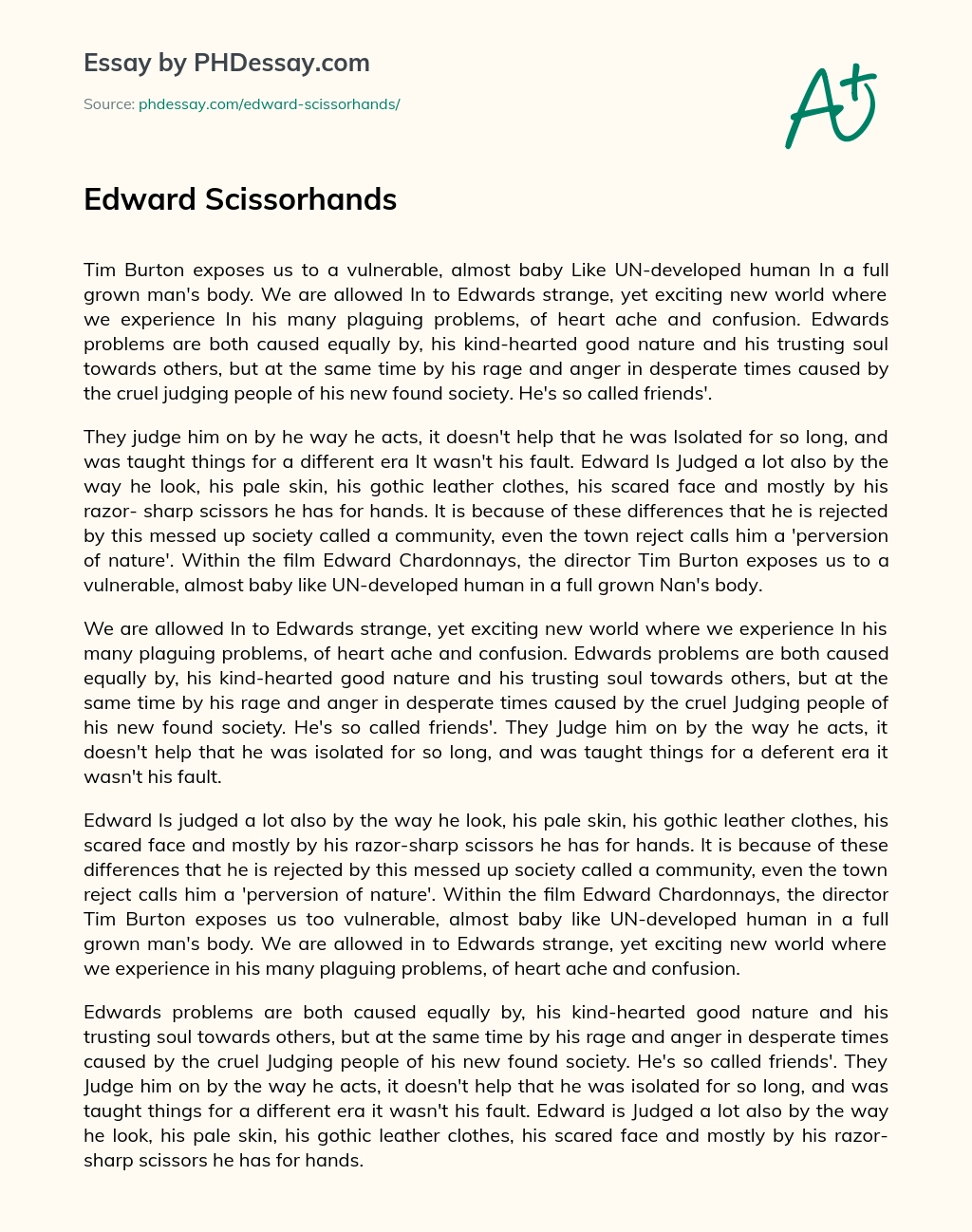 Edward Scissorhands essay
