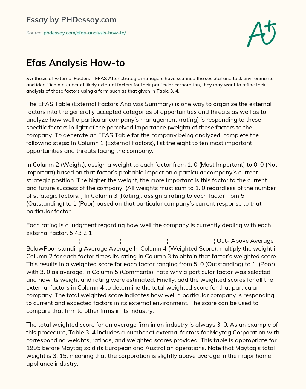 Efas Analysis How-to essay