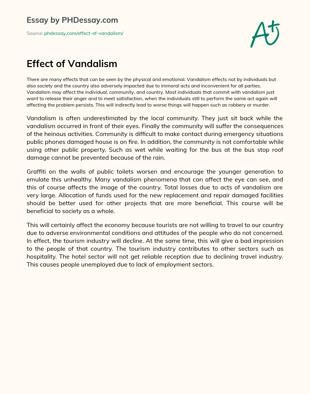 Effect of Vandalism essay