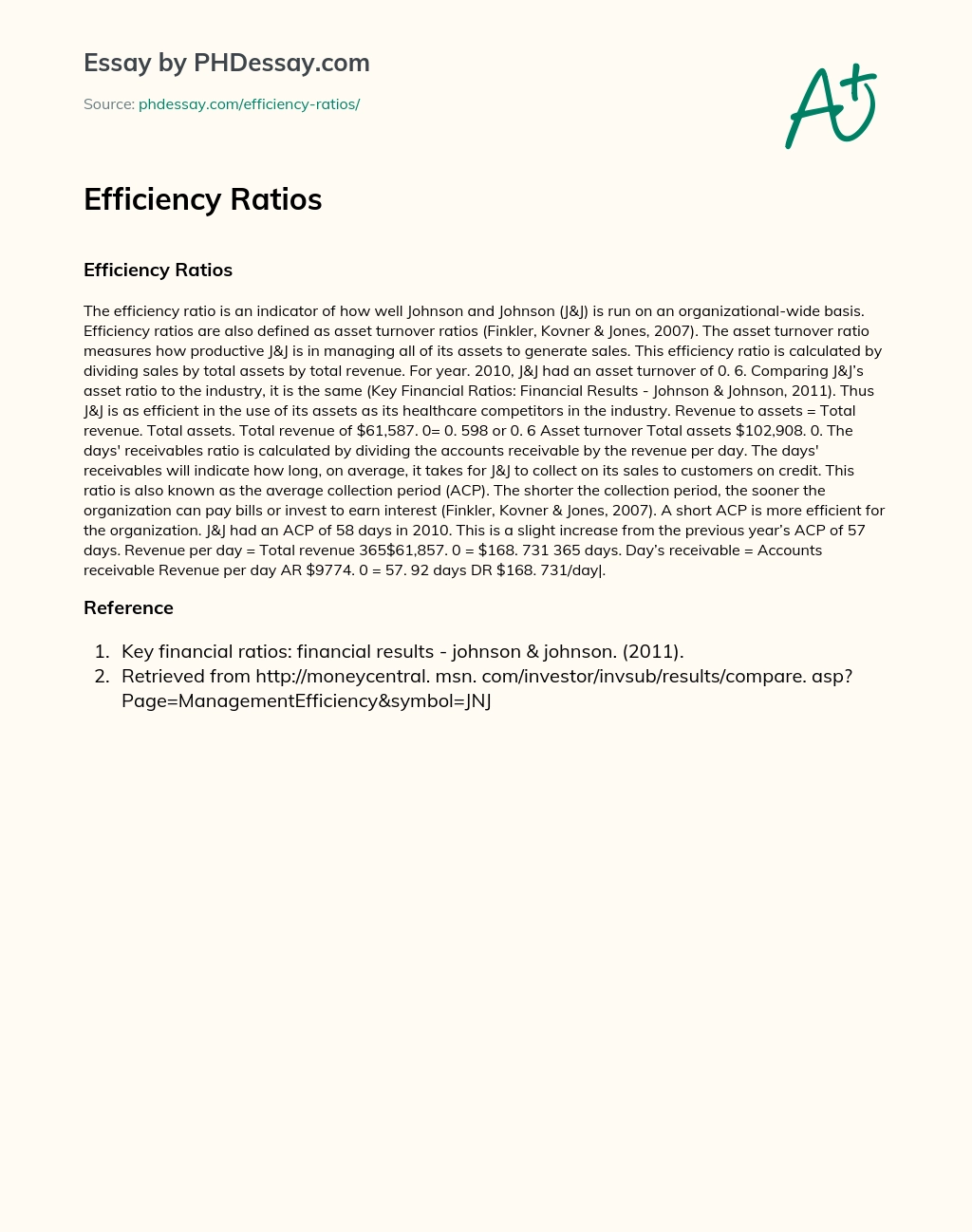 management efficiency ratios