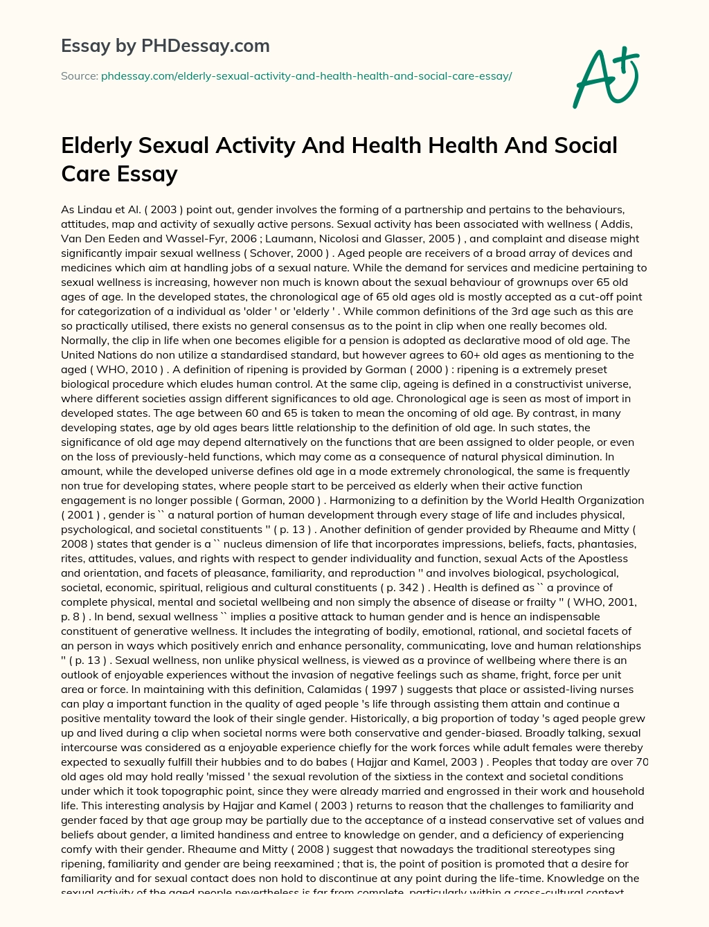 Elderly Sexual Activity And Health Health And Social Care Essay essay