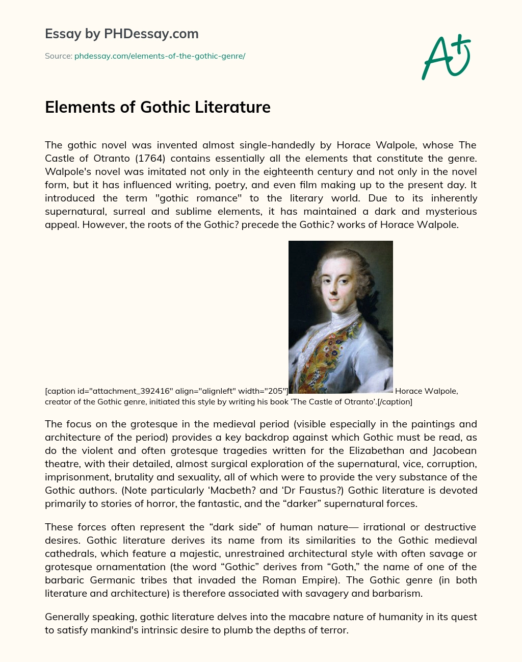 Elements of Gothic Literature essay