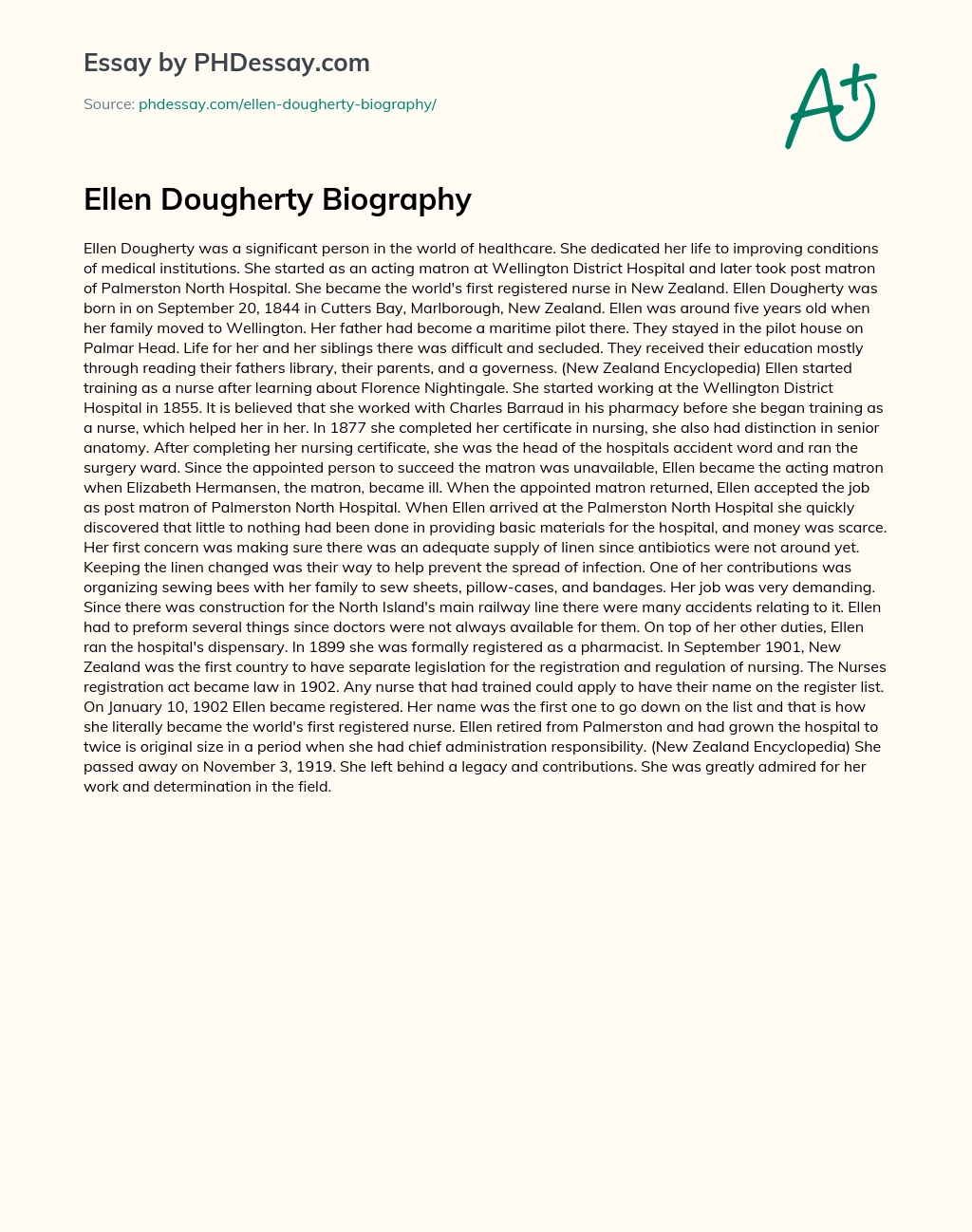 Ellen Dougherty Biography essay