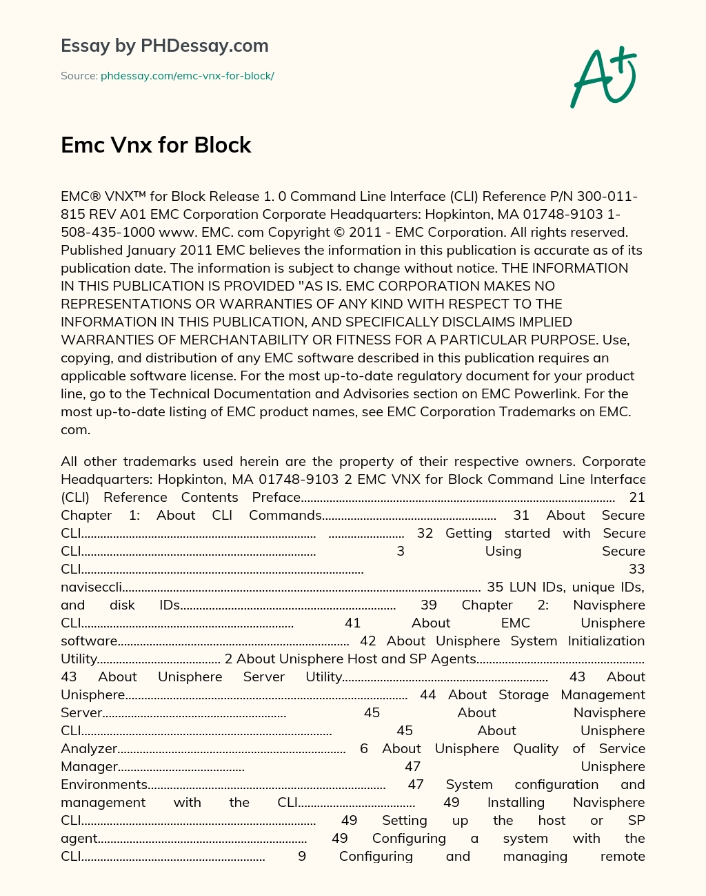 Emc Vnx for Block essay