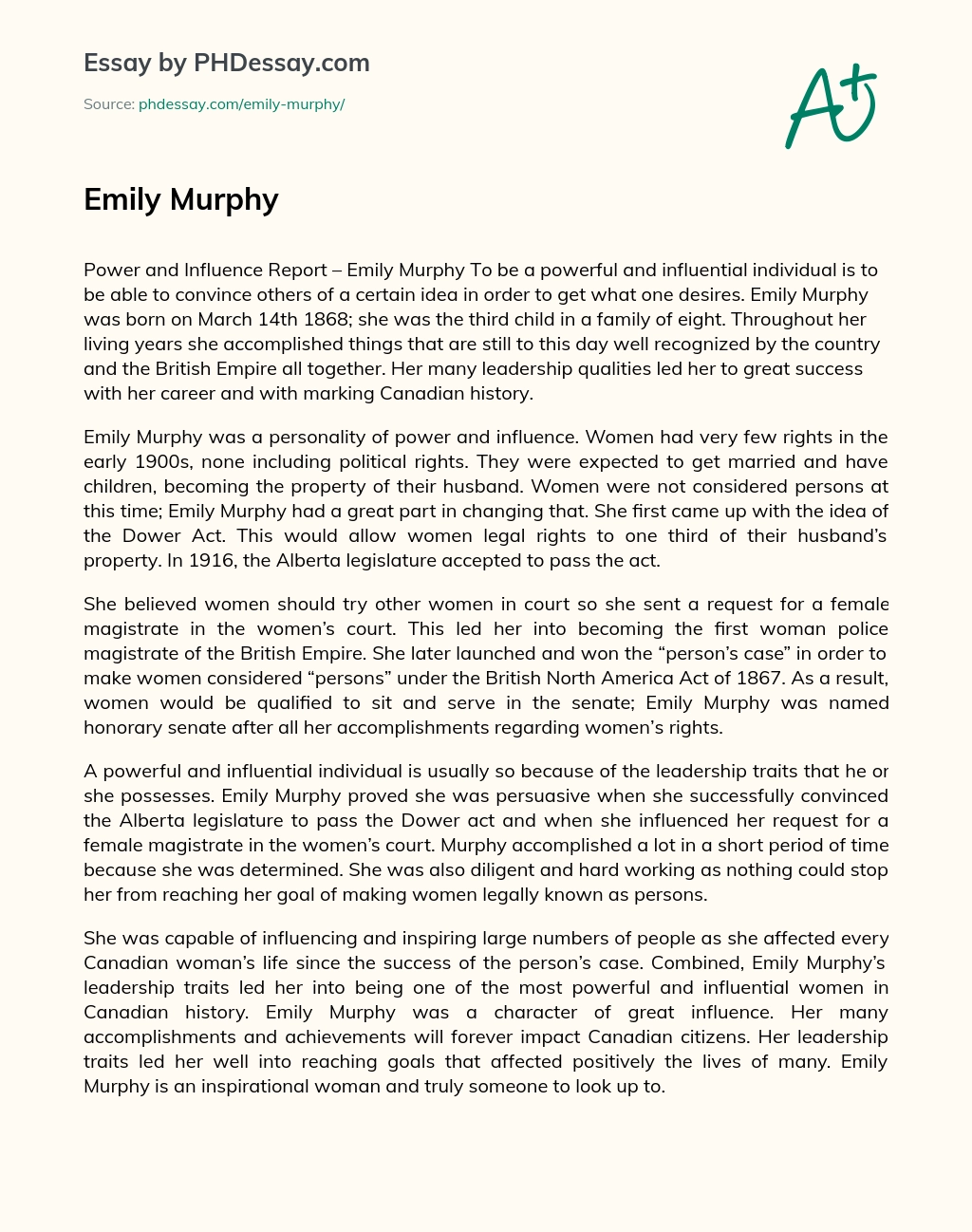 Emily Murphy essay