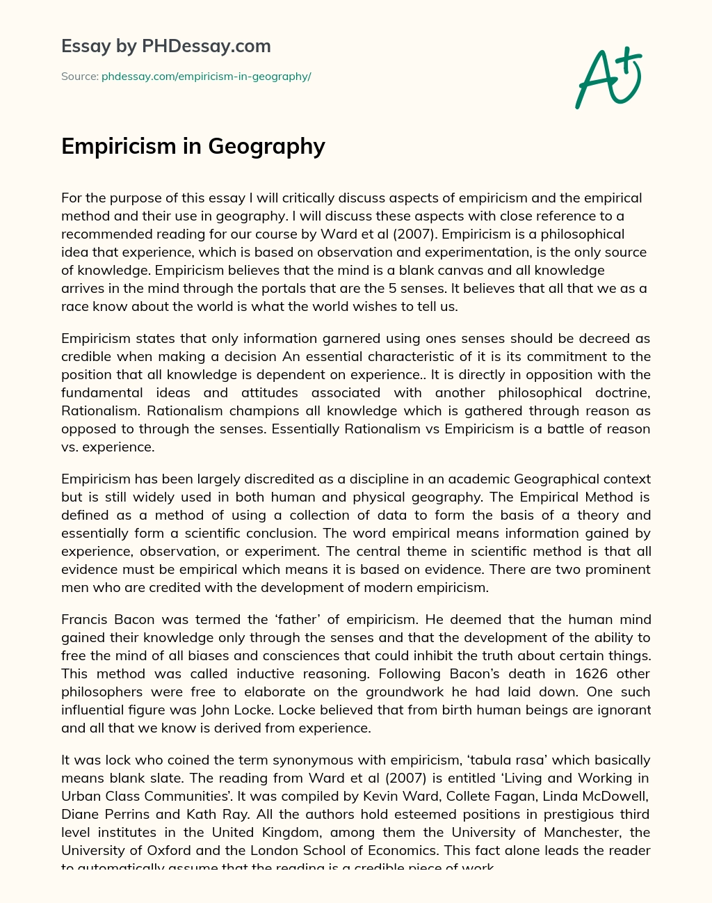 Empiricism in Geography essay