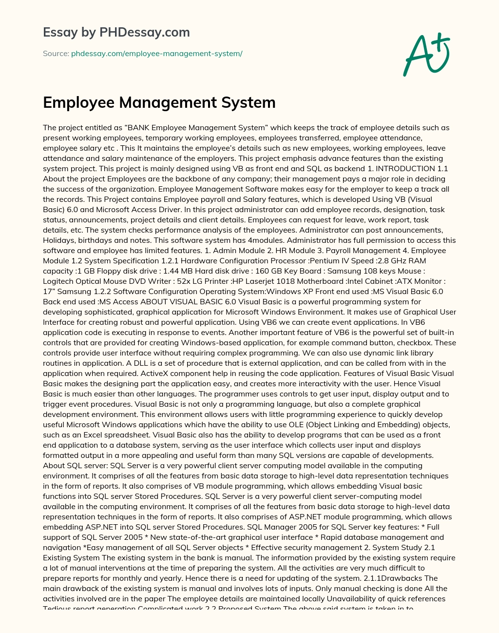 Employee Management System essay