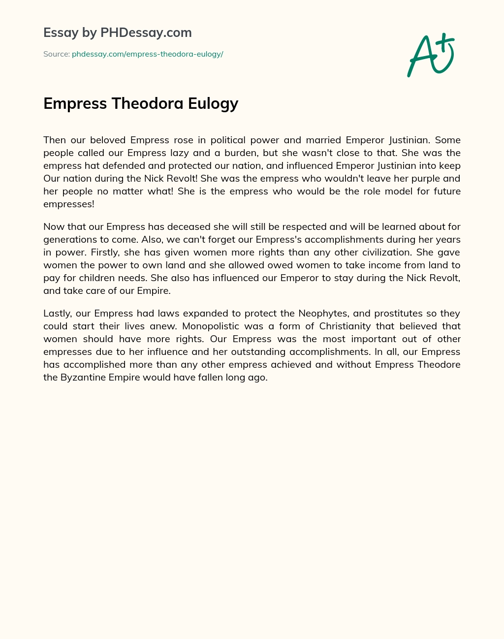 Empress Theodora Eulogy essay