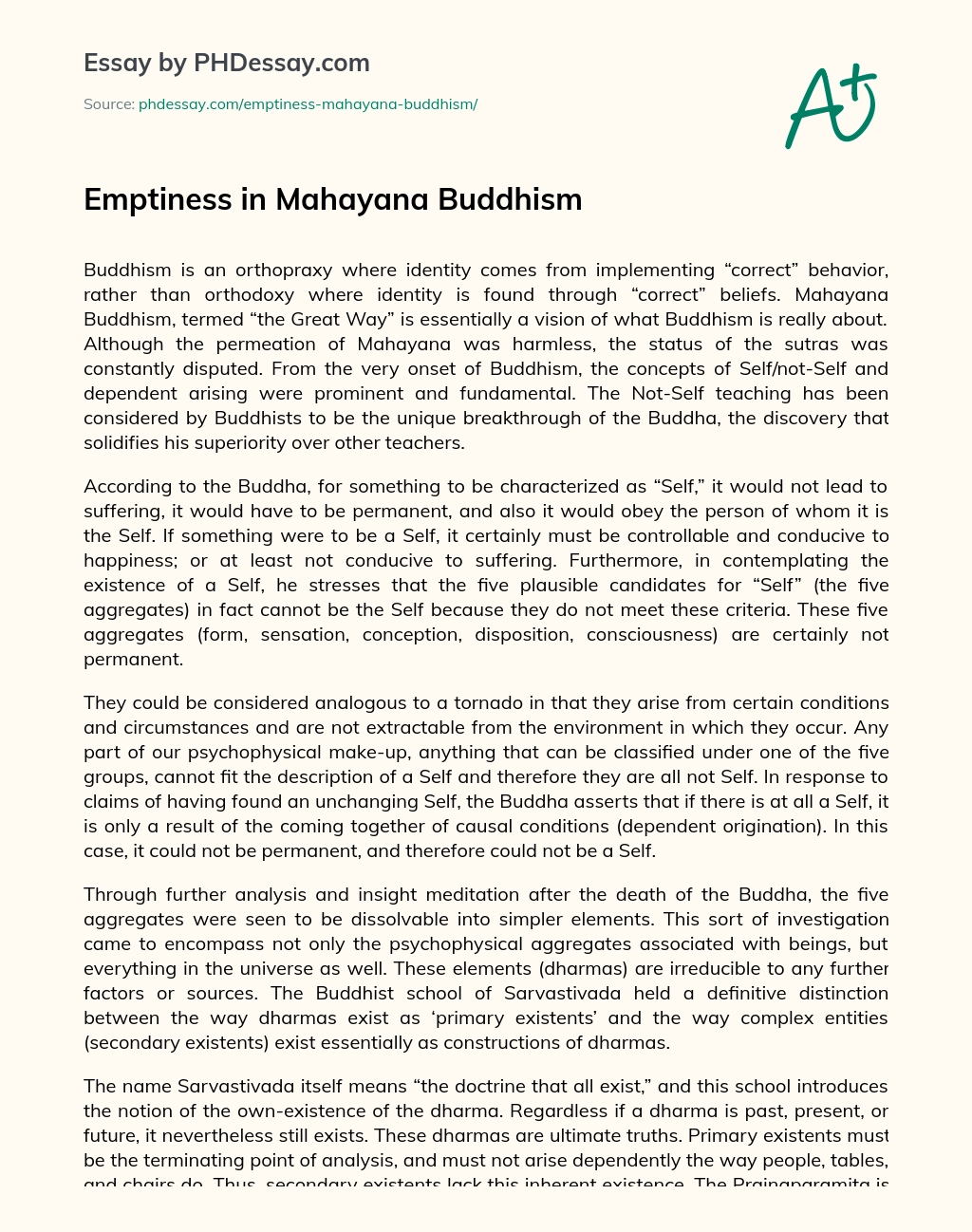 essay about mahayana buddhism