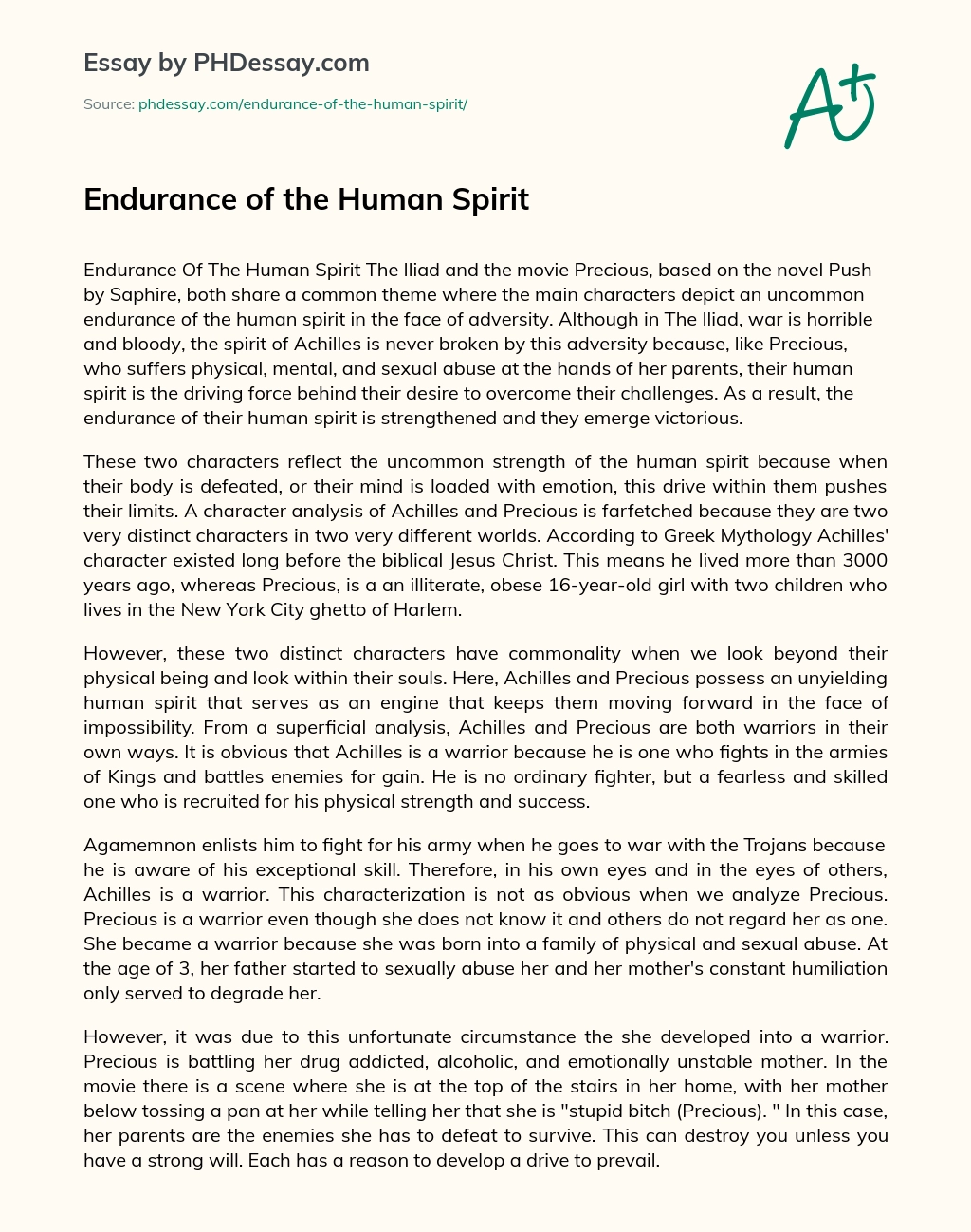 Endurance of the Human Spirit essay