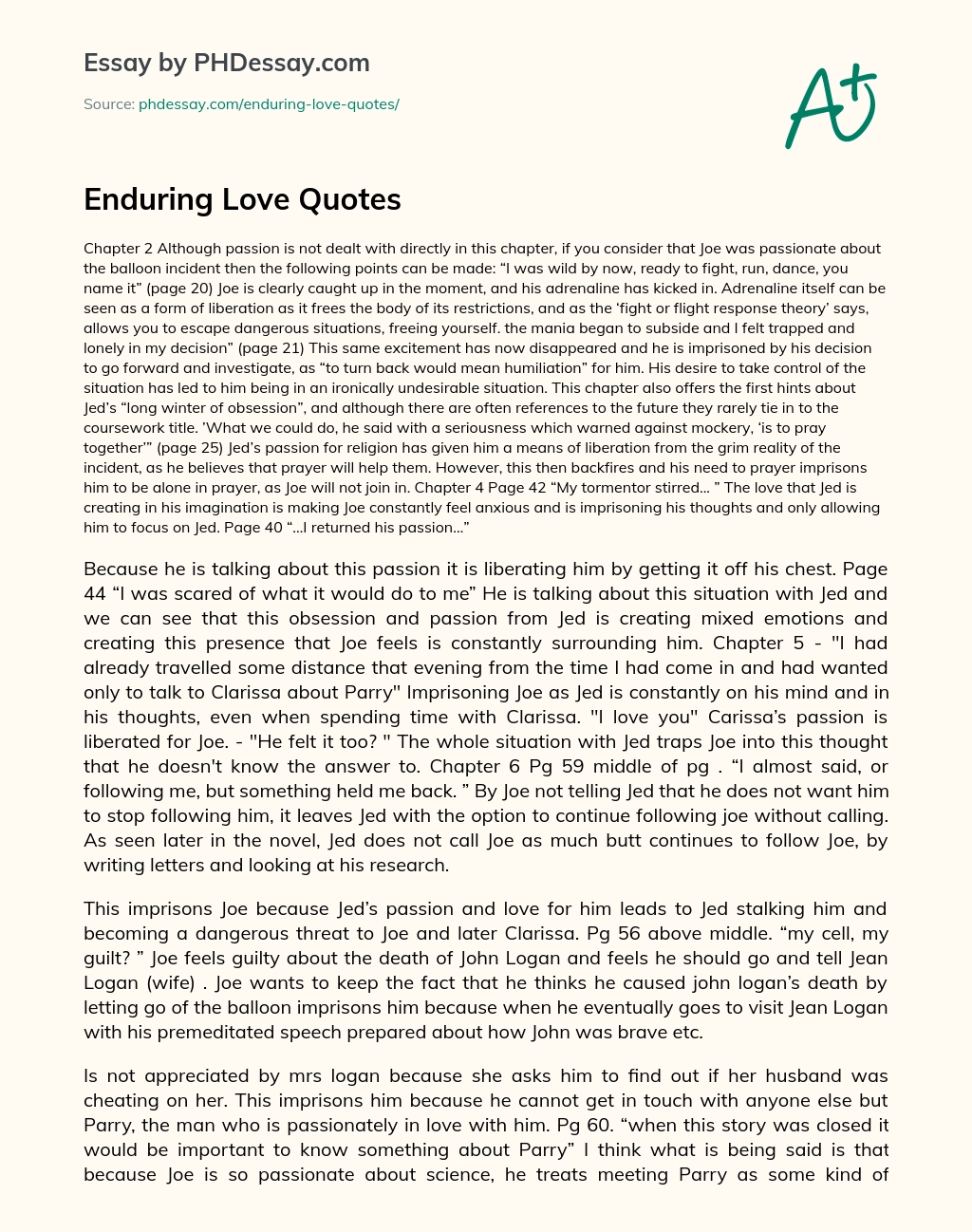 Enduring Love Quotes essay