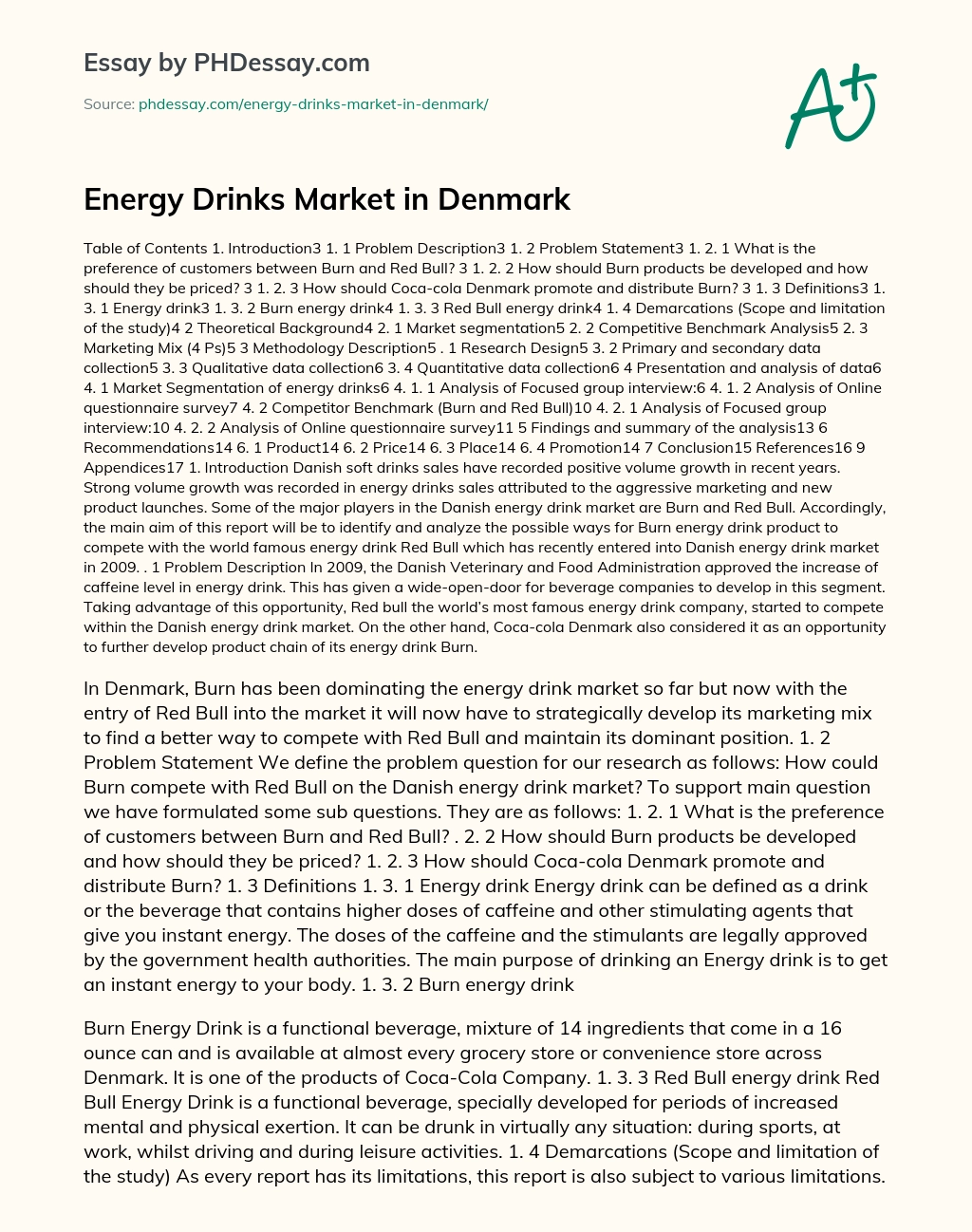 Energy Drinks Market in Denmark essay