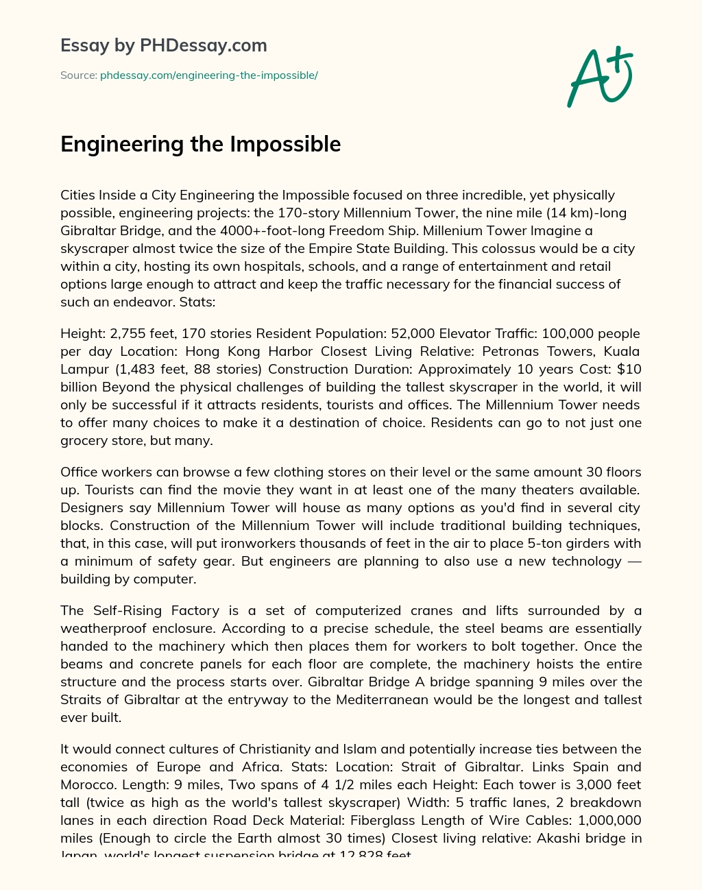 Engineering the Impossible essay