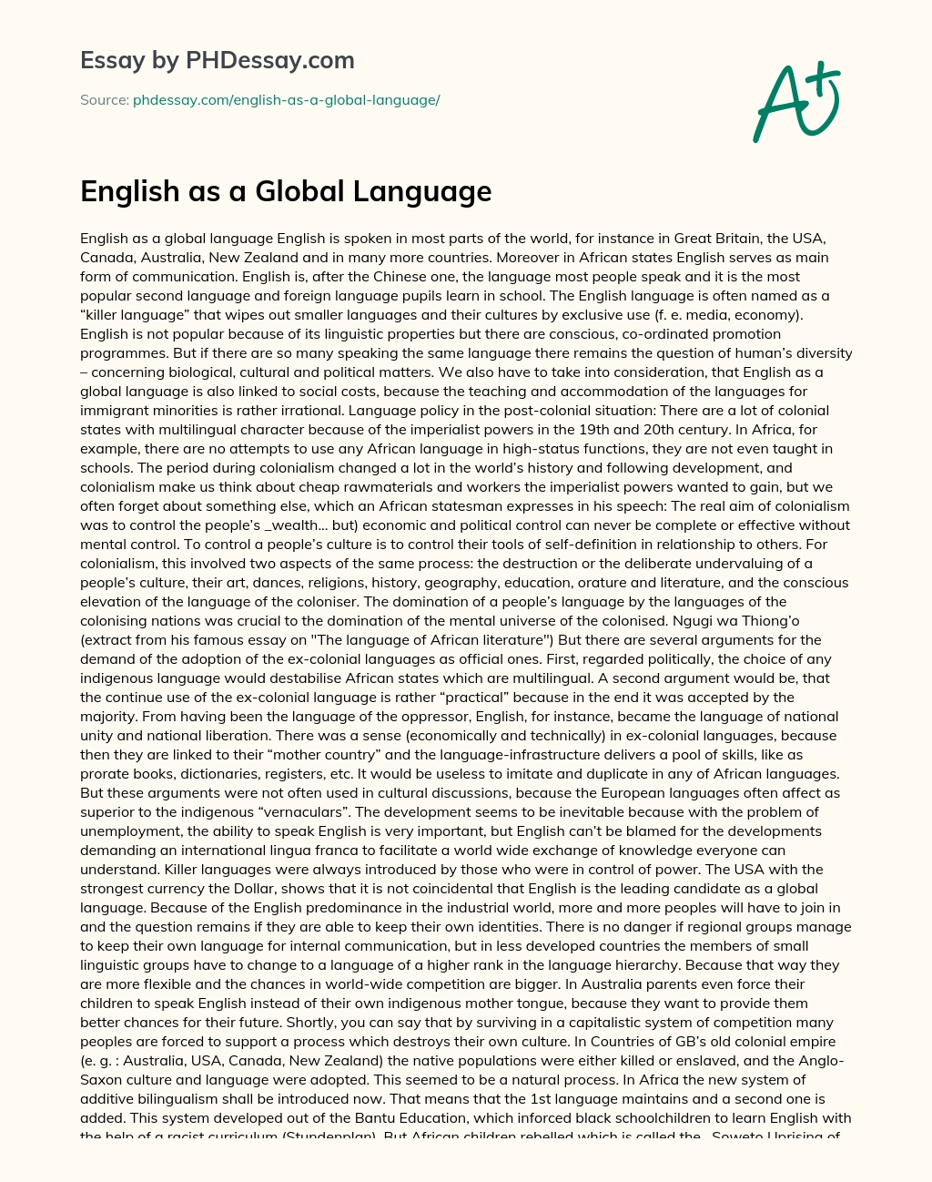 English as a Global Language essay