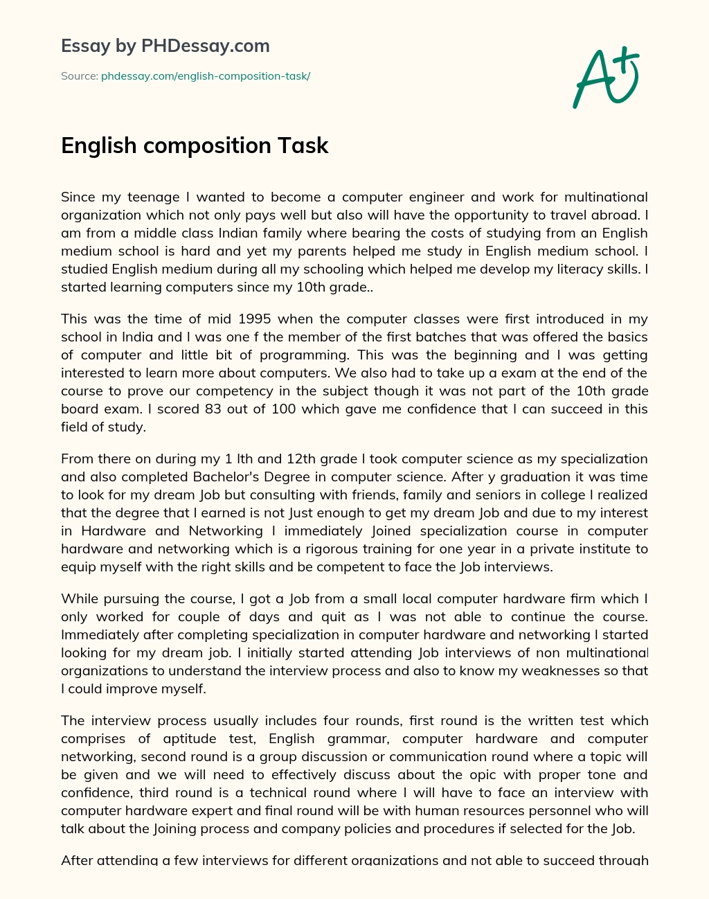 English composition Task essay