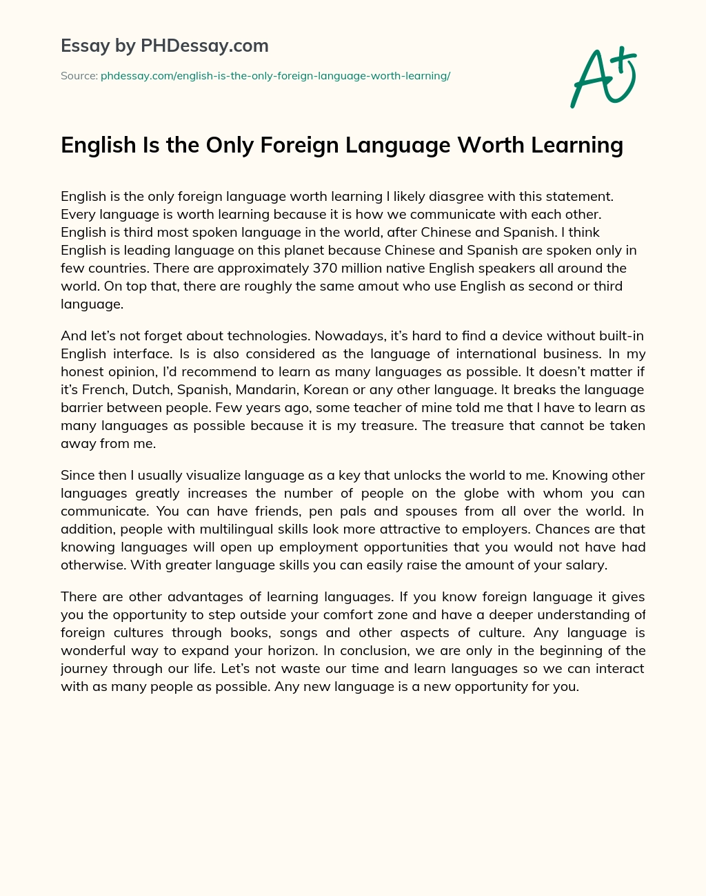 essay about the foreign languages