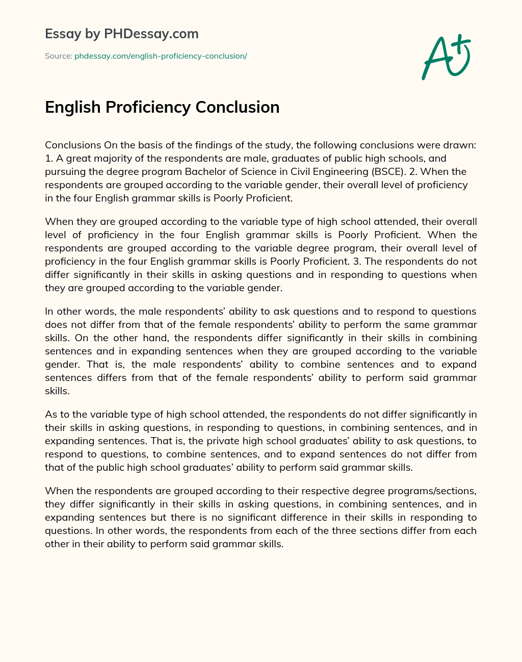 English Proficiency Conclusion essay