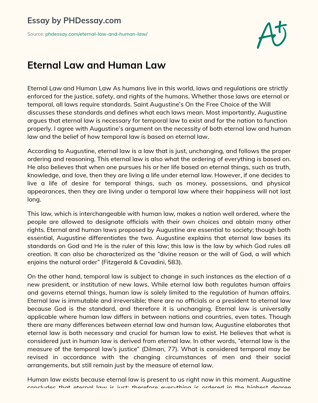 Eternal Law and Human Law essay