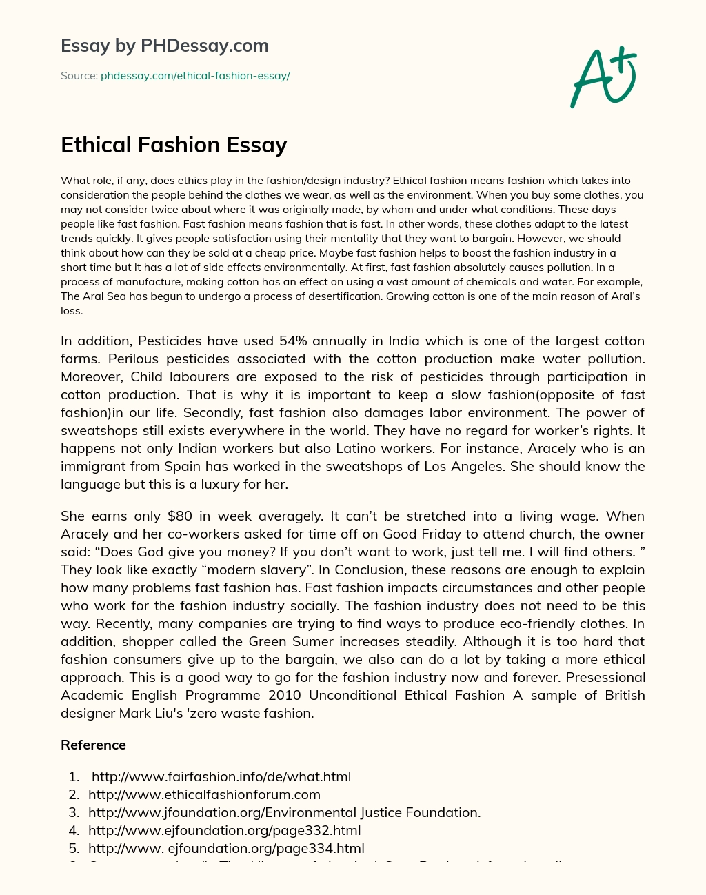 The Ethics of Fast Fashion and its Environmental Impact essay