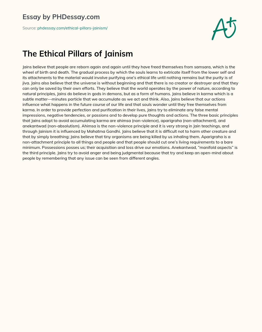 The Ethical Pillars of Jainism essay