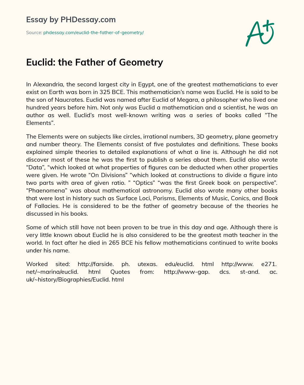 Euclid: the Father of Geometry essay