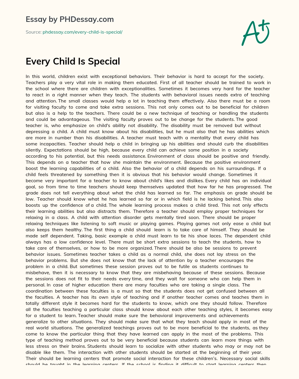 Every  Child  Is  Special essay