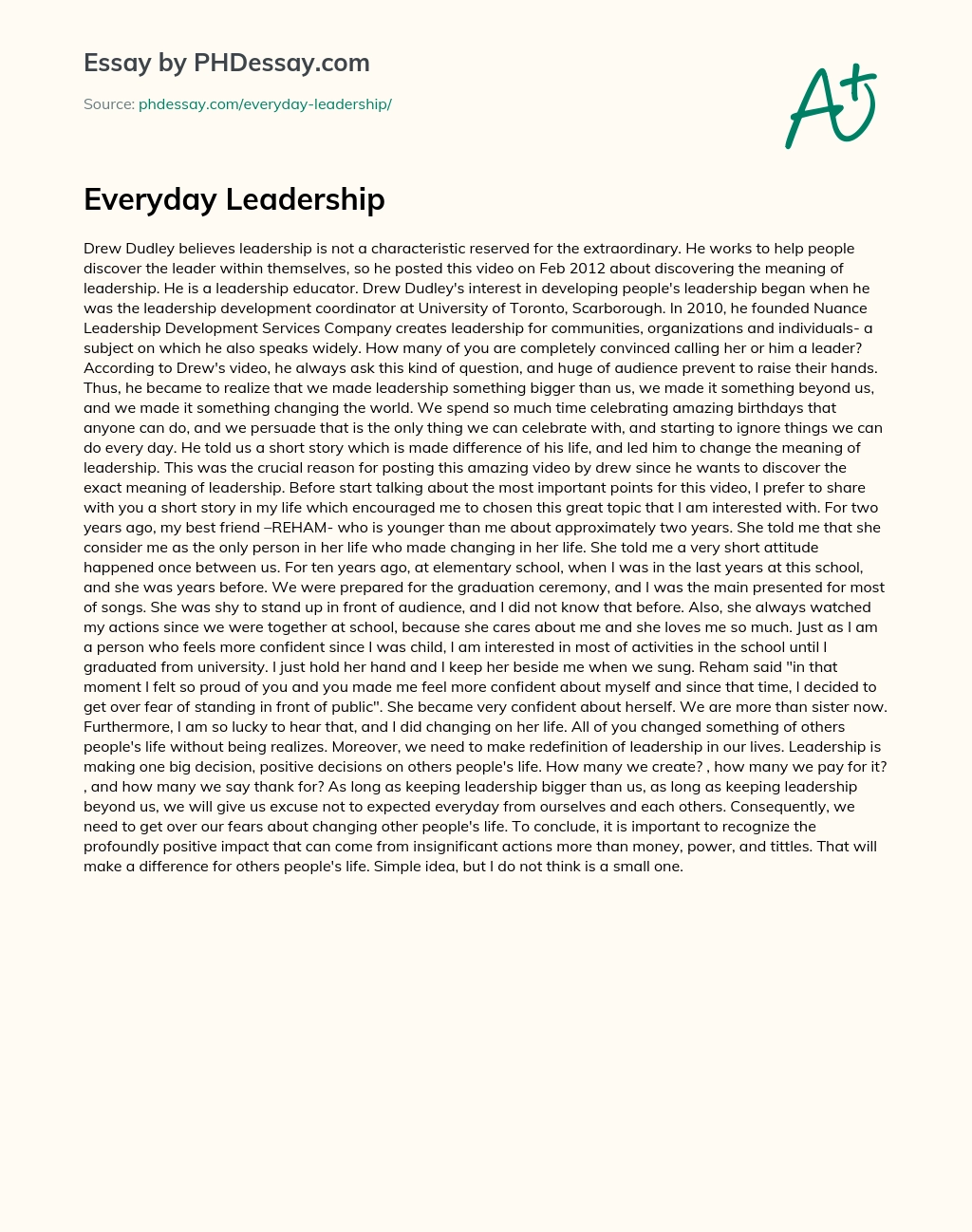 Everyday Leadership Insights essay