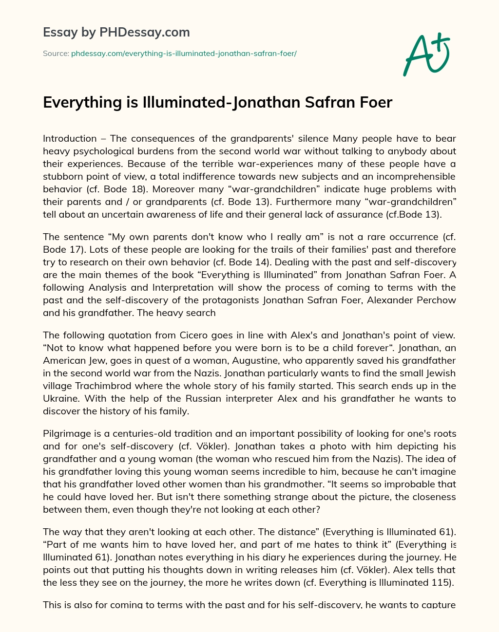 Everything is Illuminated-Jonathan Safran Foer essay