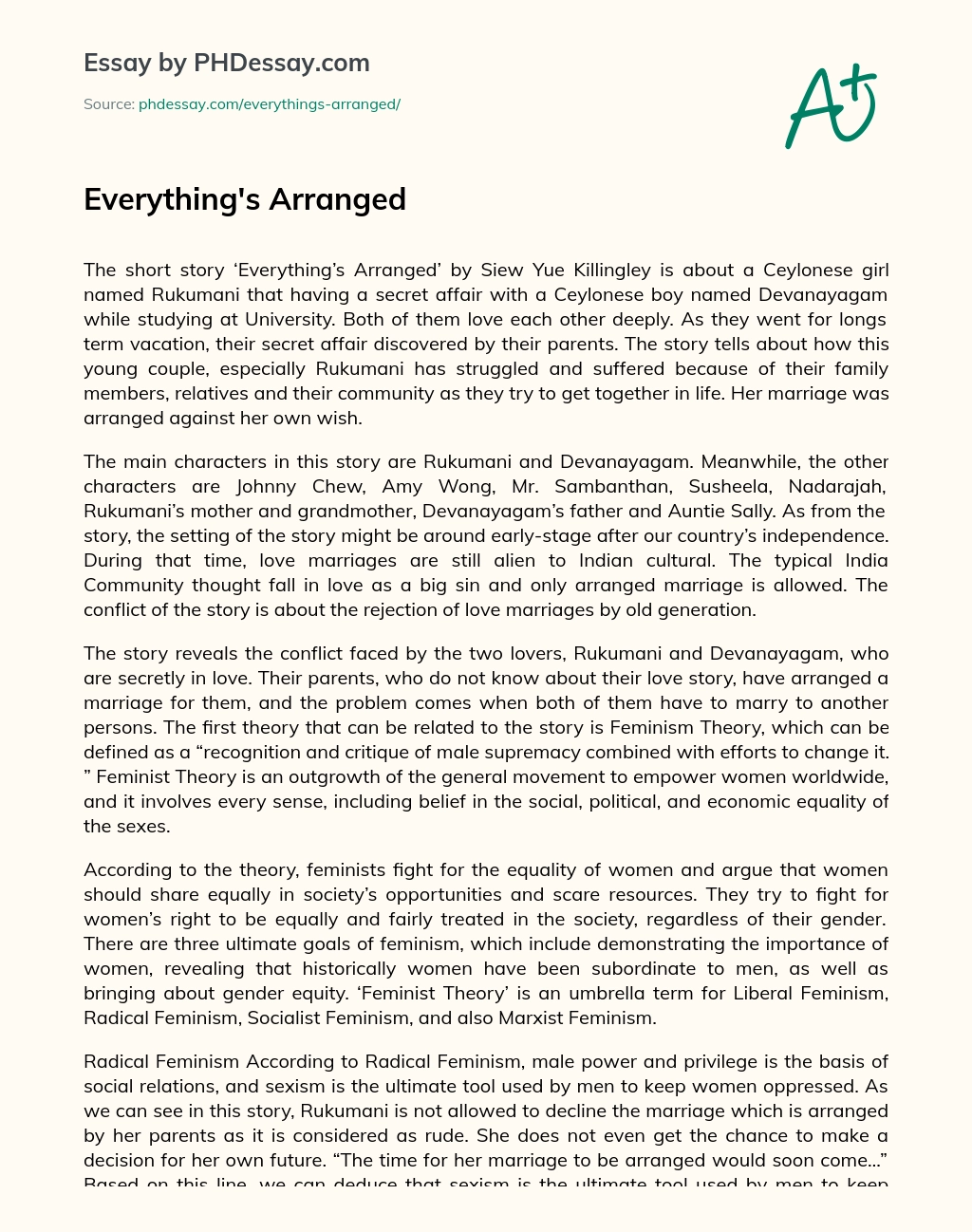 Everything’s Arranged essay