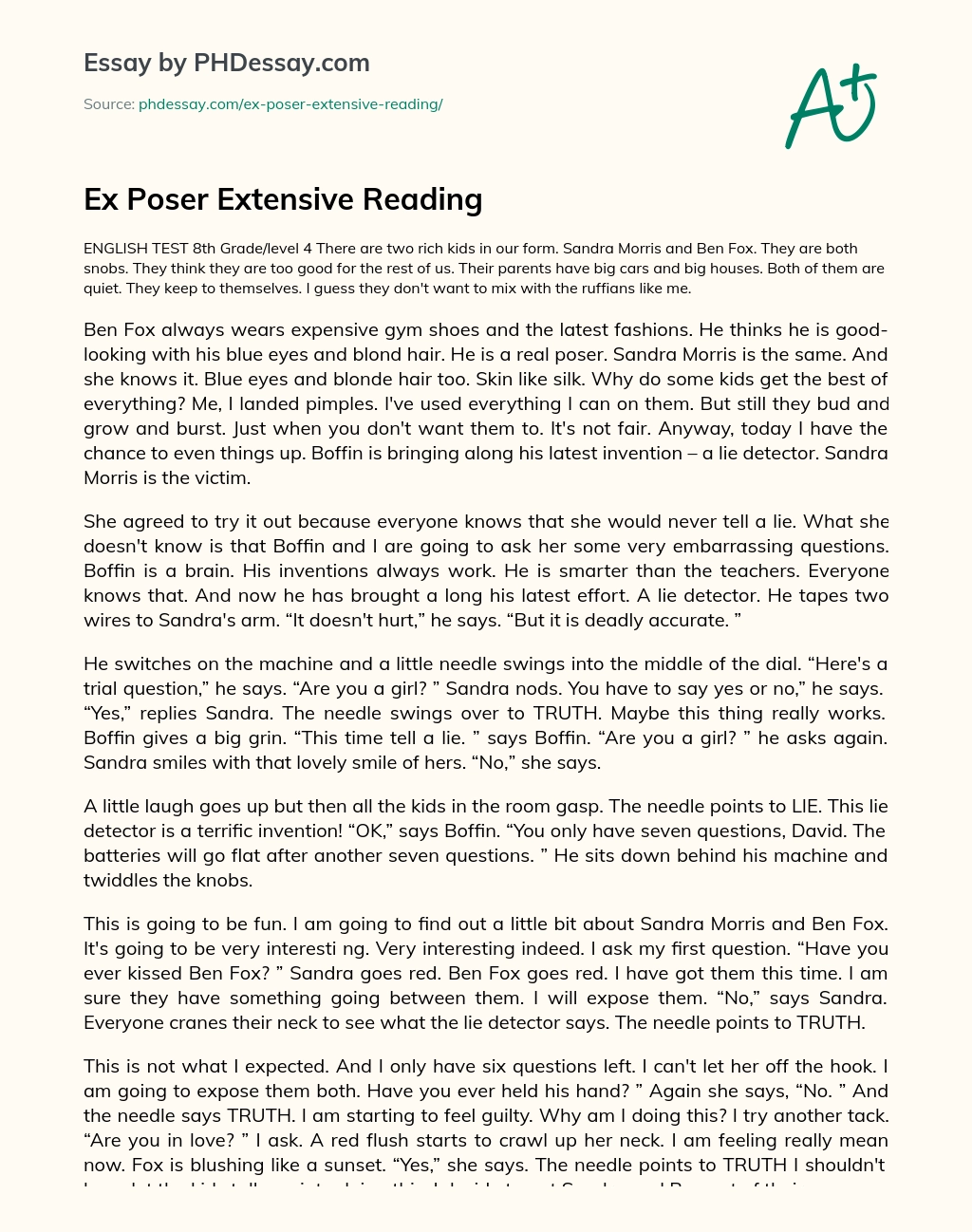 Ex Poser Extensive Reading essay