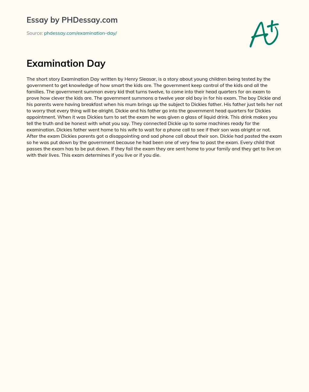 Examination Day essay