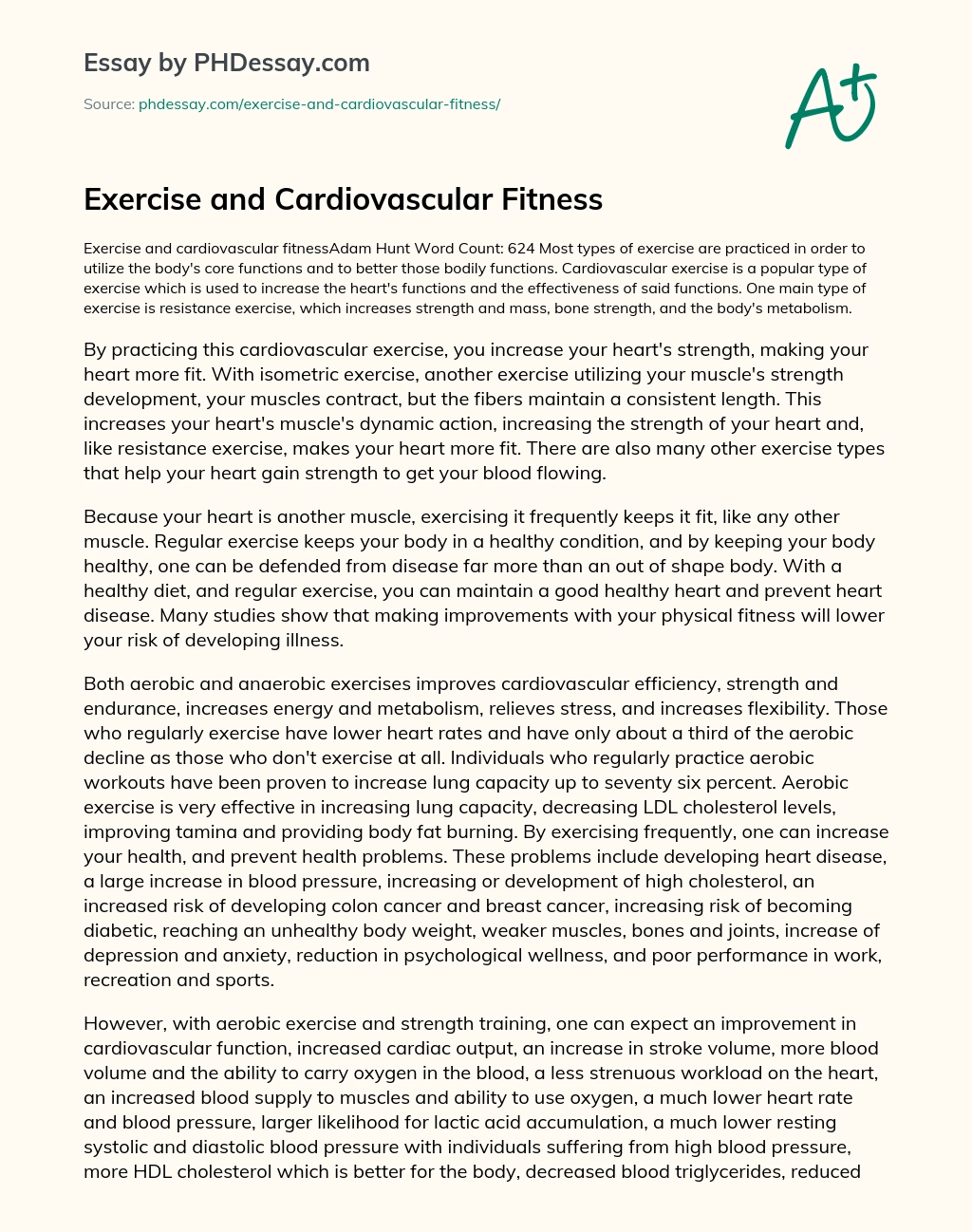 Exercise and Cardiovascular Fitness essay