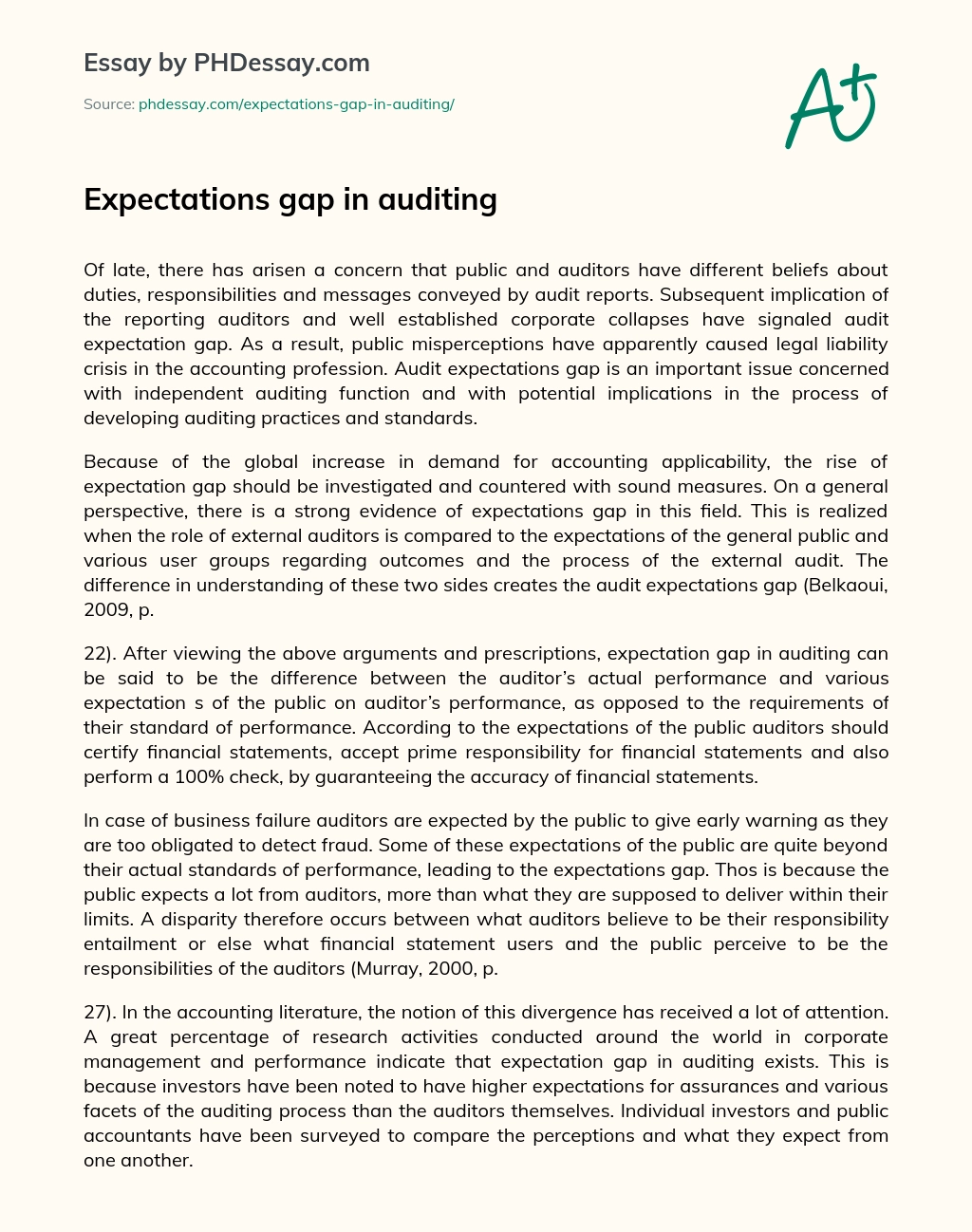 Expectations Gap in Auditing essay