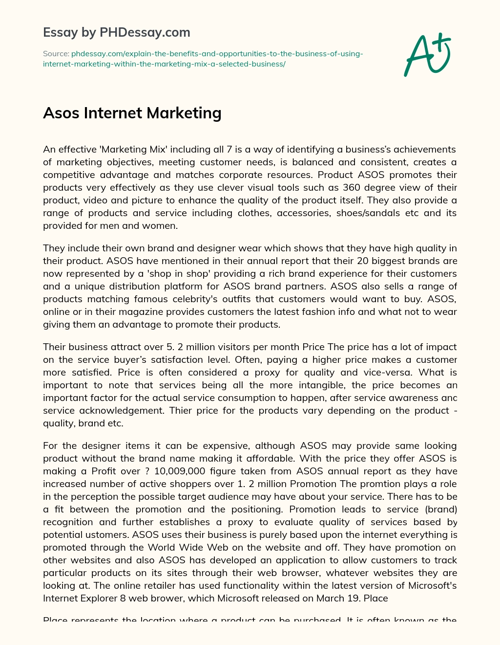 Asos Internet Marketing essay