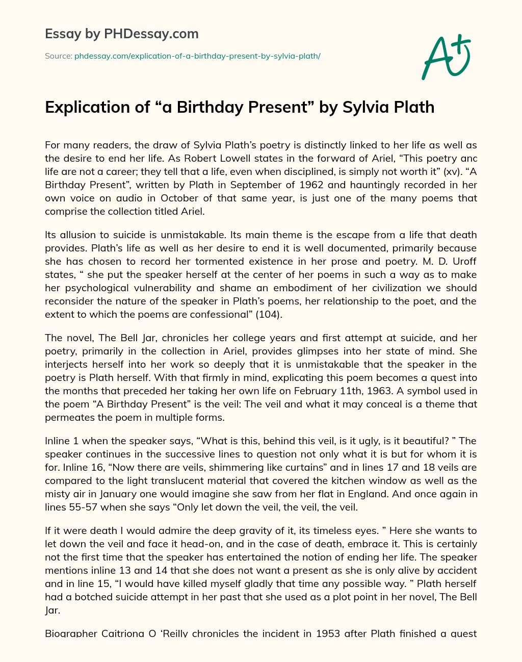 critical appreciation of ariel by sylvia plath