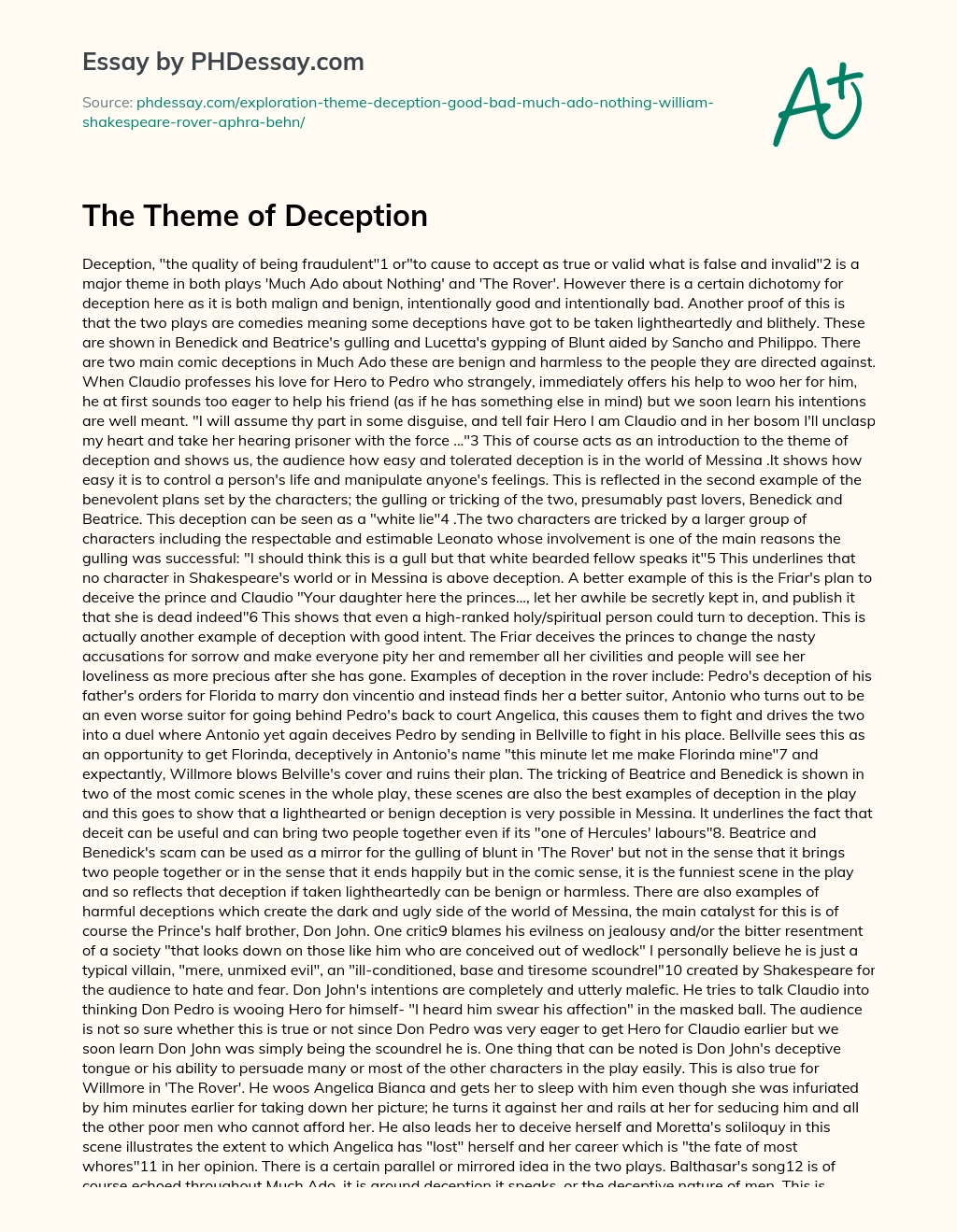 The Theme of Deception essay
