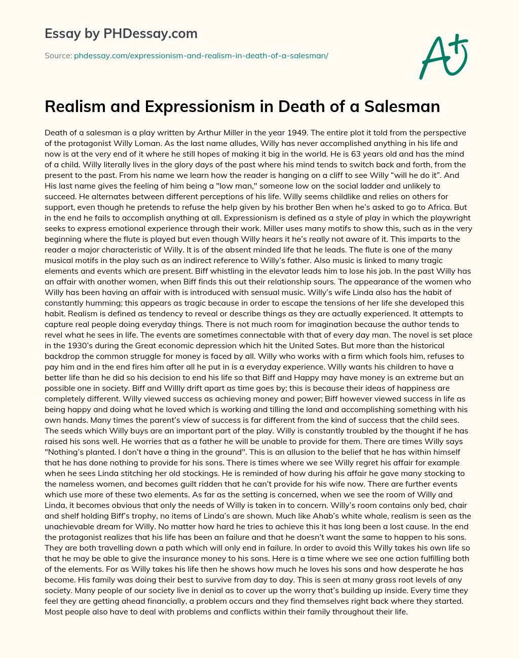 Realism and Expressionism in Death of a Salesman essay