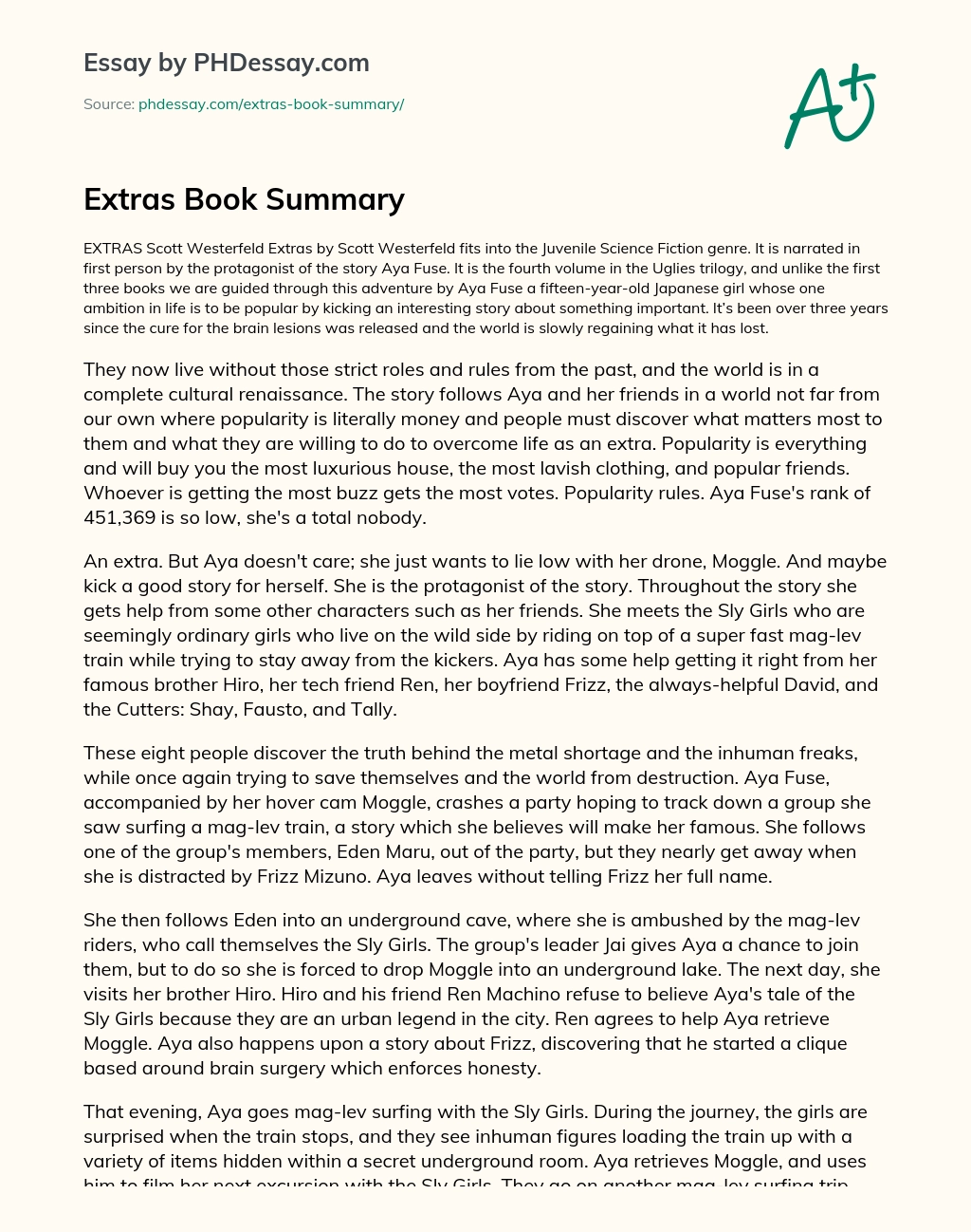 Extras Book Summary essay