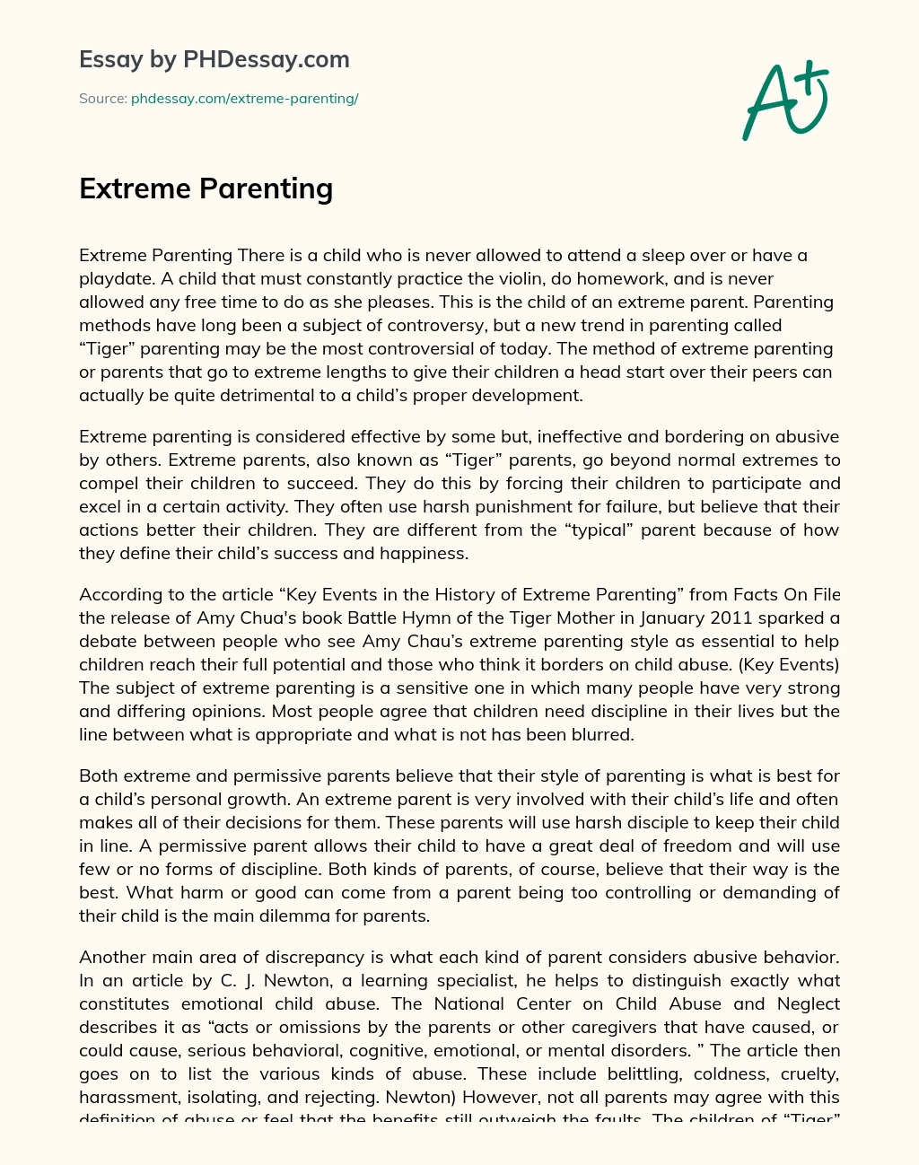 Extreme Parenting essay