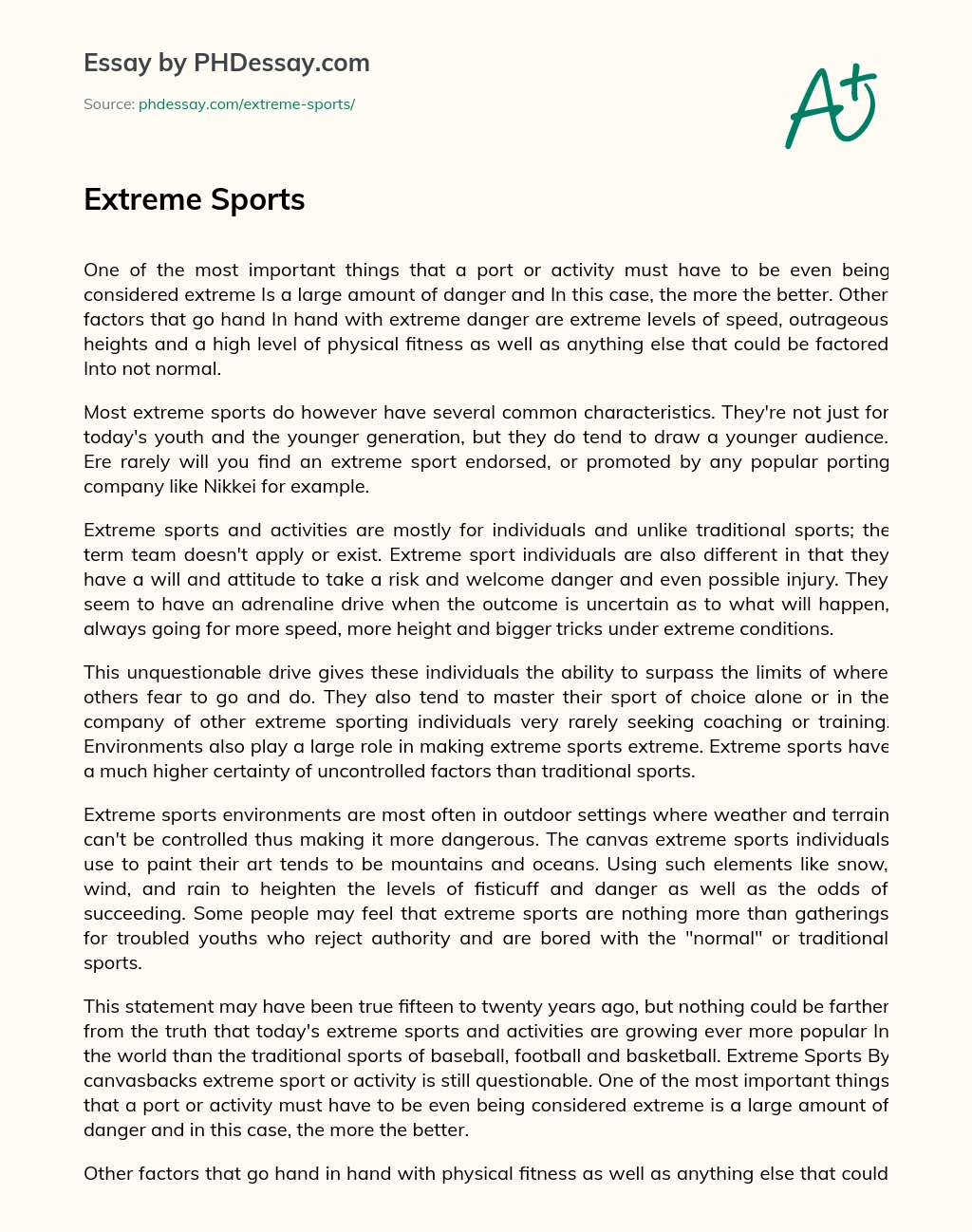 Extreme Sports essay