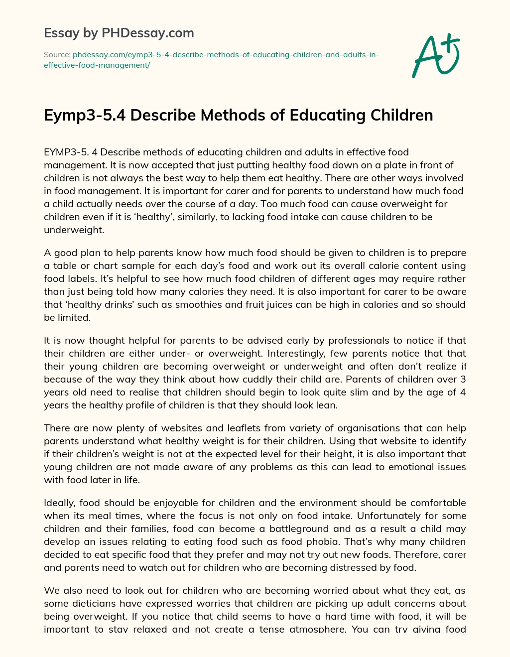 Eymp3-5.4 Describe Methods of Educating Children essay