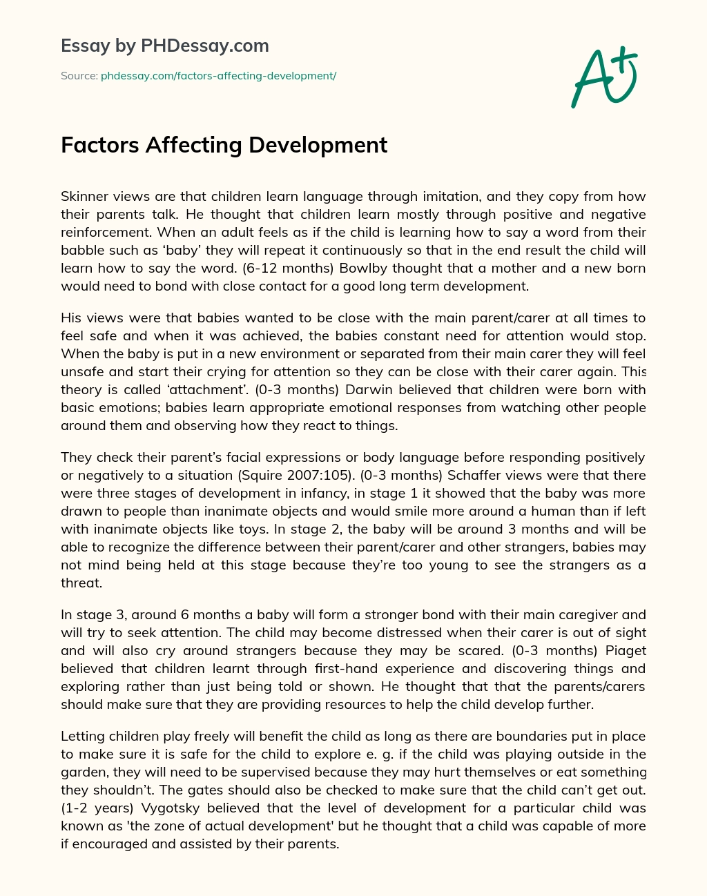 Factors Affecting Development essay